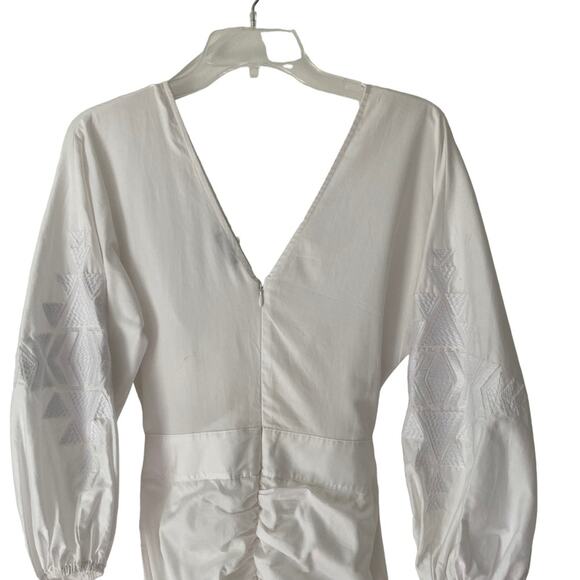 Amur Mailka Embroidered Cutout Sateen White Midi Dress size 4 - Picture 7 of 10